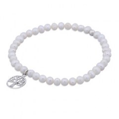 4mm Freshwater Pearl Stretch Bracelet with Tree of Life Charm by BeYindi