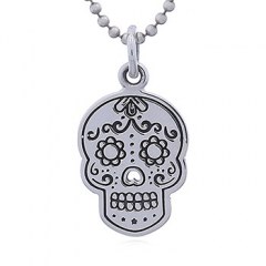 Larger Sugar Skull Silver Pendant Perforated Nose by BeYindi
