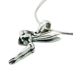 Sterling Silver Charm Pendant Cute Winged Little Fairy by BeYindi 