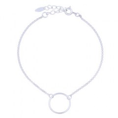 Circle Plain Charm In Sterling Silver Chain Bracelet by BeYindi 