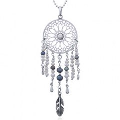 Dream Catcher Freshwater Pearls Silver Pendant by BeYindi