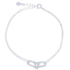 U Locked Silver Double Flat Chain Bracelet Silver Plated by BeYindi