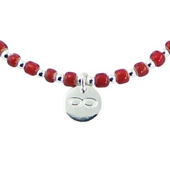 Red Glass & Silver Bead Bracelet with Silver Infinity Charm by BeYindi 2