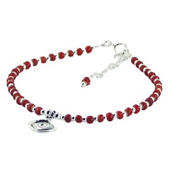 Silver Evil Eye Bracelet Round Glass and Silver Beads by BeYindi 