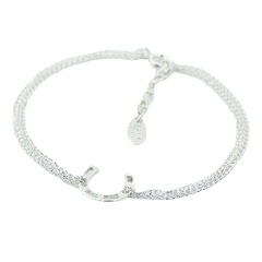Double Sterling Silver Curb Chain Bracelet with Horseshoe Charm by BeYindi 