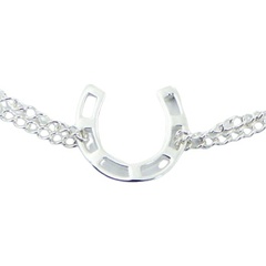 Double Sterling Silver Curb Chain Bracelet with Horseshoe Charm by BeYindi 2