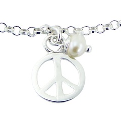 Sterling Silver Peace Charm Bracelet with Freshwater Pearl by BeYindi 3