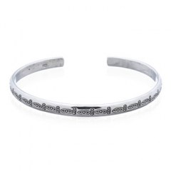 Evil Eyes Line On Sterling 925 Silver Antiqued Bangle by BeYindi 