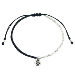 Tibetan Spiral Silver Charm and Small Beads Macrame Bracelet by BeYindi