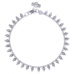Adorable Puffed Flowers Fancy Sterling Silver Anklet Chain by BeYindi