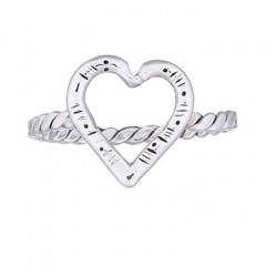 Open Heart Ring Twisted Rope in Sterling Silver by BeYindi 