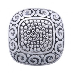 Antiqued Silver Ring Ornate Swirls and Granulated Surface by BeYindi 