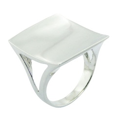 Plain 925 Sterling Silver Designer Ring Trendy Concaved Square by BeYindi