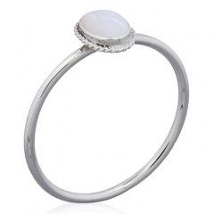 Oval Sterling Silver Wire Ring With Mother Of Pearl by BeYindi