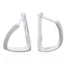 Curly Triangle Silver Clip Hoop Earrings by BeYindi