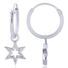 Shiny Star Charm On Mini Silver Hoop Earrings by BeYindi 