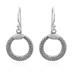 925 Silver Snake In Circle Twirl Dangler Earrings by BeYindi
