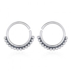 Beads Curve Link Silver Circle Drop Earrings by BeYindi
