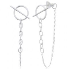 Minus Circle Threading Chain 925 Silver Stud Earrings by BeYindi 