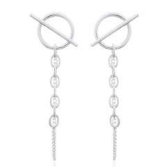 Minus Circle Threading Chain 925 Silver Stud Earrings by BeYindi