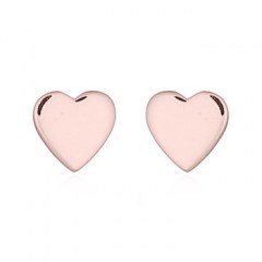 Little Plain Heart Silver 925 Stud Rose Gold Plated Earrings by BeYindi