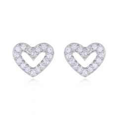 Cubic White Zirconia Heart Sterling Silver Stud Earrings by BeYindi
