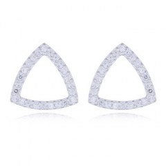 Cubic White Zirconia Triangle Big Stud Sterling Silver Earrings by BeYindi