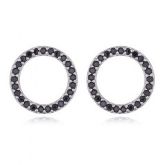 Cubic Black Zirconia Circle Big Stud Sterling Silver Earrings by BeYindi