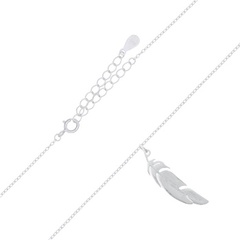 Polished Plain Feather 925 Silver Chain Necklace by BeYindi 