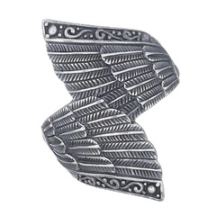 Feather Wings Closed Up Silver Oxidized Ring by BeYindi 