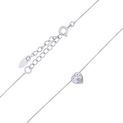CZ Heart Charm Silver Plated 925 Chain Necklace by BeYindi