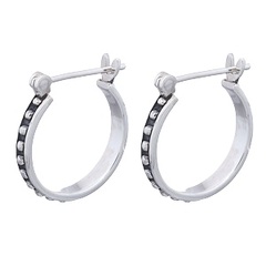 Bohemian Oxidized Silver Beaded Hoop Earrings by BeYindi