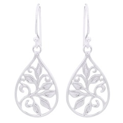 Floral In 925 Silver Teardrop Dangle Earrings by BeYindi