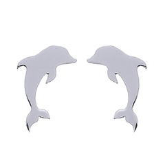 Jumping Dolphin Silver Stud Earrings by BeYindi
