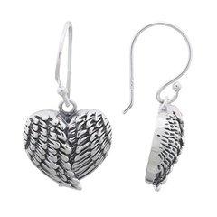 Angel Heart Wings 925 Sterling Silver Earrings by BeYindi 