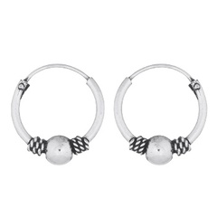 Centre Ball Twisted Bali Wire Small Hoop Earrings Silver 925 by BeYindi