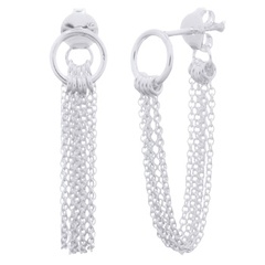 Chains Hanging Closure Silver 925 Stud Earrings by BeYindi