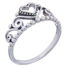 925 Silver Open Heart Tiara Ring by BeYindi