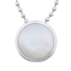 925 Sterling Silver Bordered Mother Of Pearl Round pendant by BeYindi