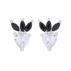 Delightful Strawberry 925 Silver Stud Earrings With Black White CZ by BeYindi