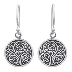 Stunning Ornamented Disc Dangle 925 Sterling Silver by BeYindi