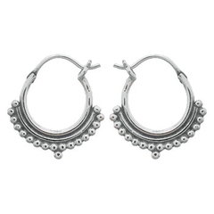 Sterling Silver Tribal Dotted Boho Hoop Earrings by BeYindi