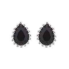 Little Teardrop Black CZ 925 Silver Stud Earrings by BeYindi