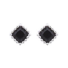 Mini Square Black CZ Sterling Sliver Stud Earrings by BeYindi