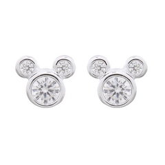 Disney Micky Mouse White CZ Stud Earrings 925 Silver by BeYindi