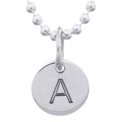 Engraved Initial "A" Sterling Silver Disc Pendant by BeYindi