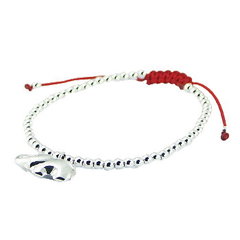 Polyester Bracelet with 3mm Silver Beads and Elephant Charm by BeYindi 