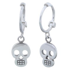 Gothic Skull Dangling Sterling Silver 925 Huggie Hoop Earrings by BeYindi