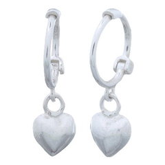 Little Heart Charm Sterling Silver Huggie Hoop Earrings by BeYindi