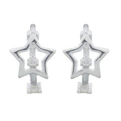 Little Diamond In Star Silver Huggie Hoop Earrings by BeYindi 